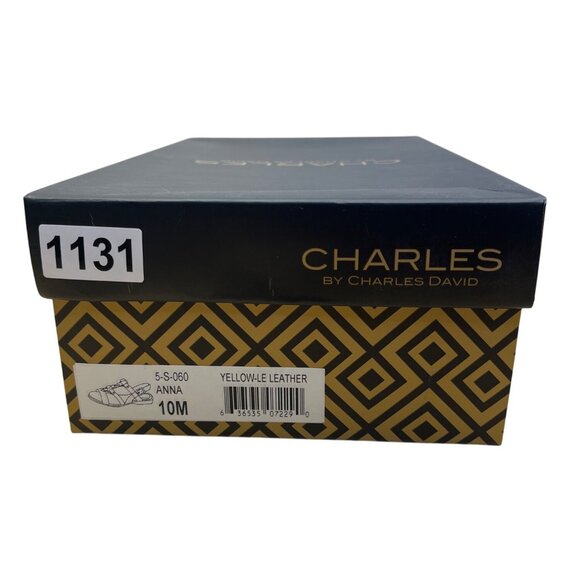 Charles David Yellow/Brown Leather Adjustable Strappy Sandals Sz 10M - New - Picture 9 of 9